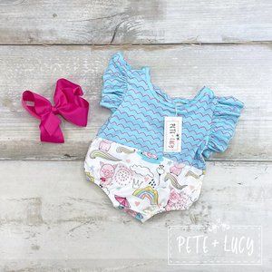 Pete + Lucy Piggy Party girls romper size 0-3 months